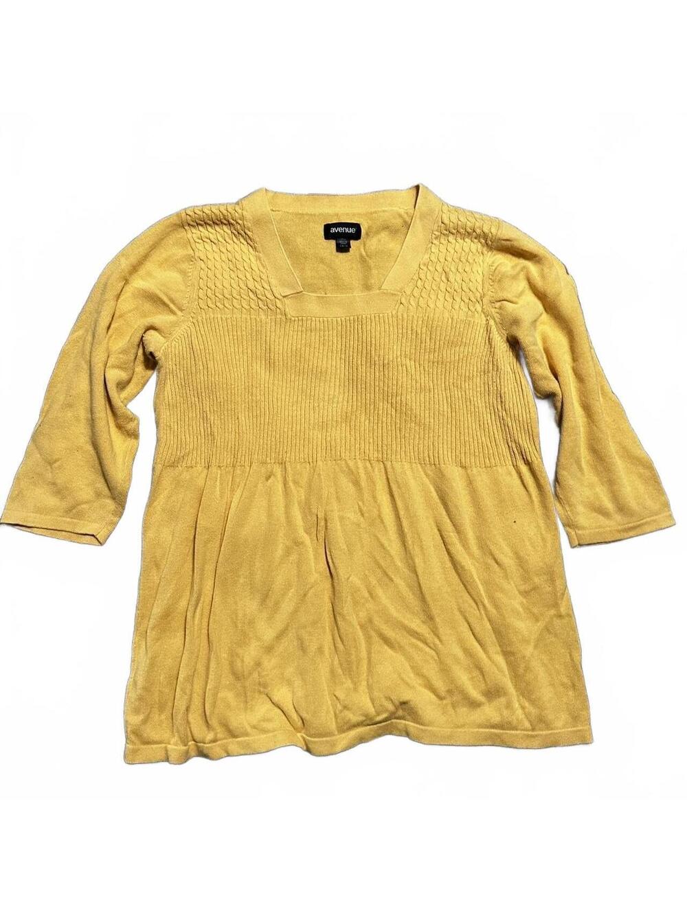 2000s Avenue Feminine Babydoll Yellow Knit Top Size 14/16